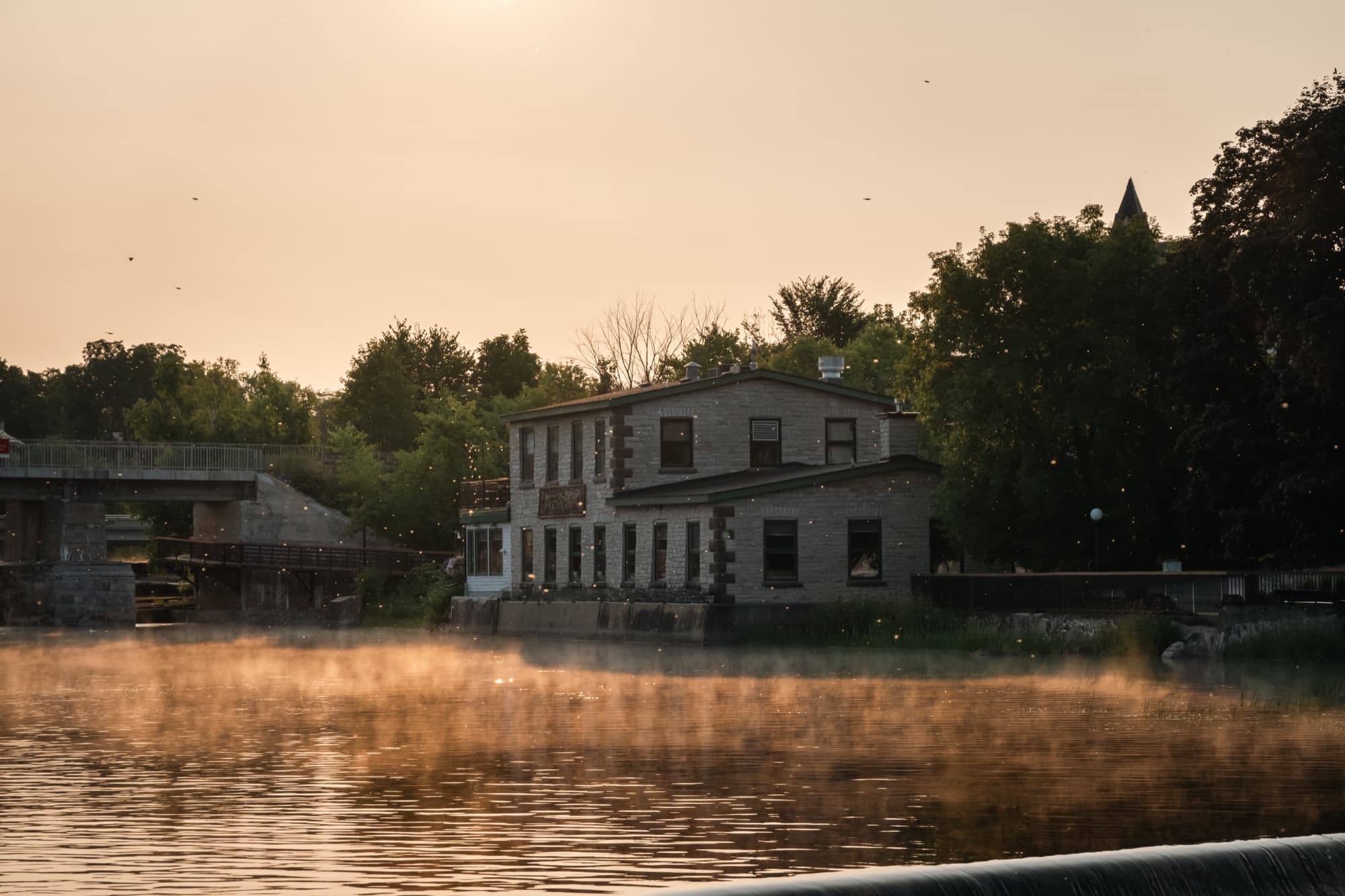 The old mill on the Mississippi at sunrise
