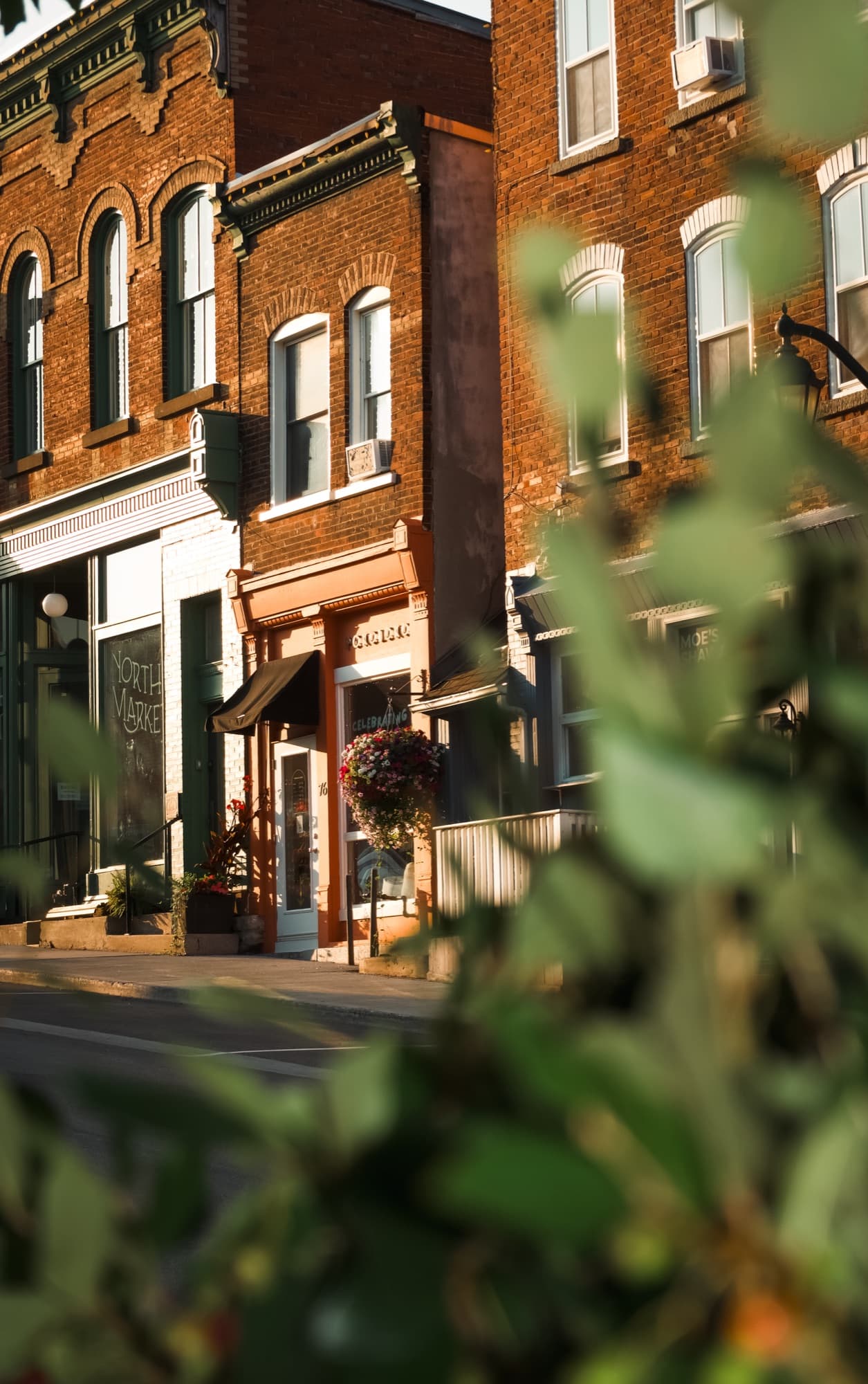Heritage storefronts along Mill Street