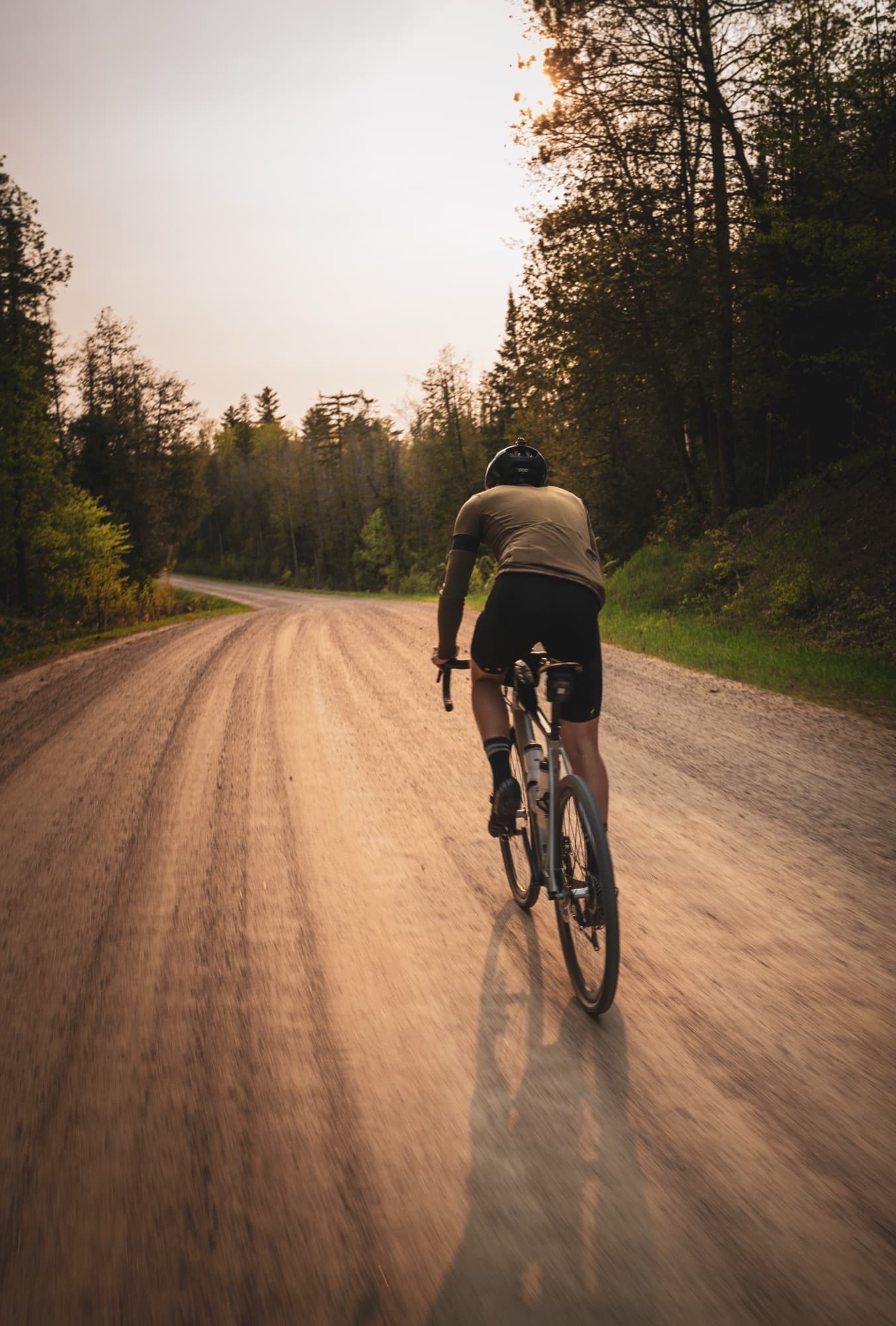 Gravel roads glow at the end of the day