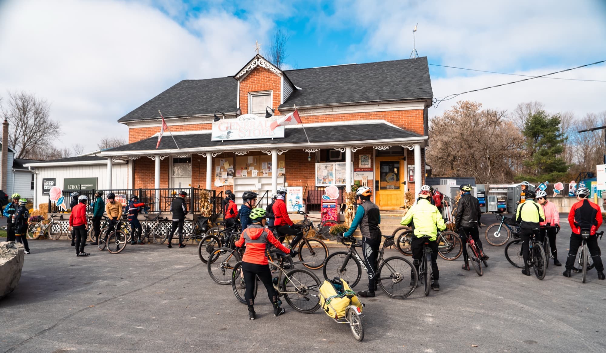 Riders gathered at the general store stop during the Candy Burner fundraiser