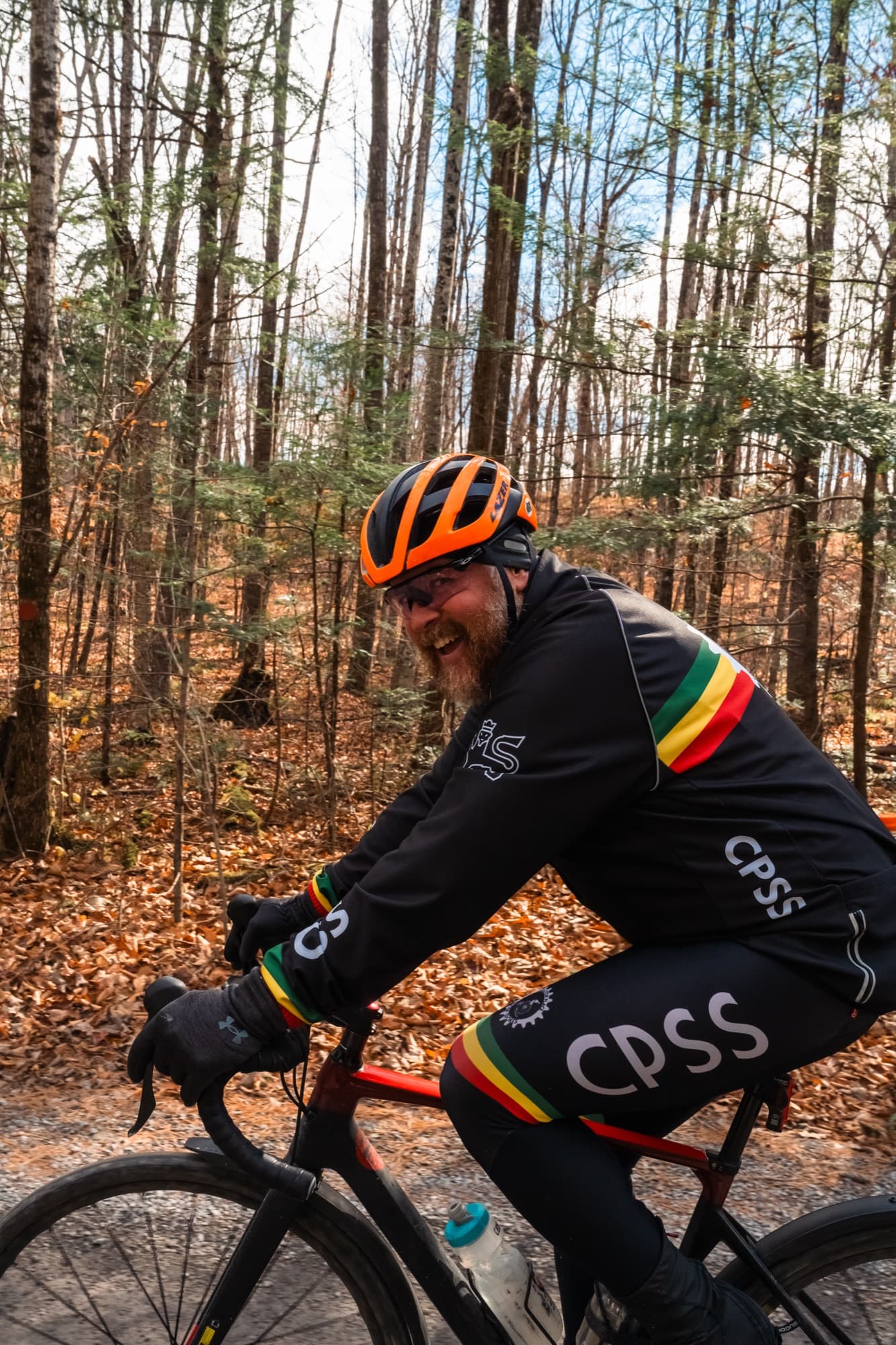 Grins on the gravel in the woods