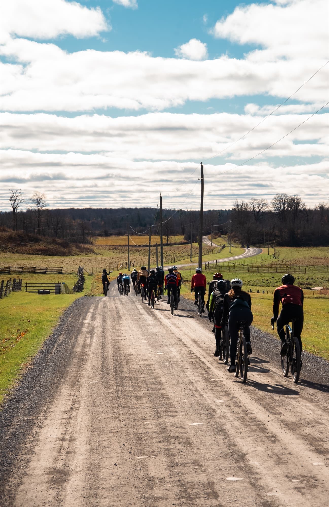The long line up the gravel road