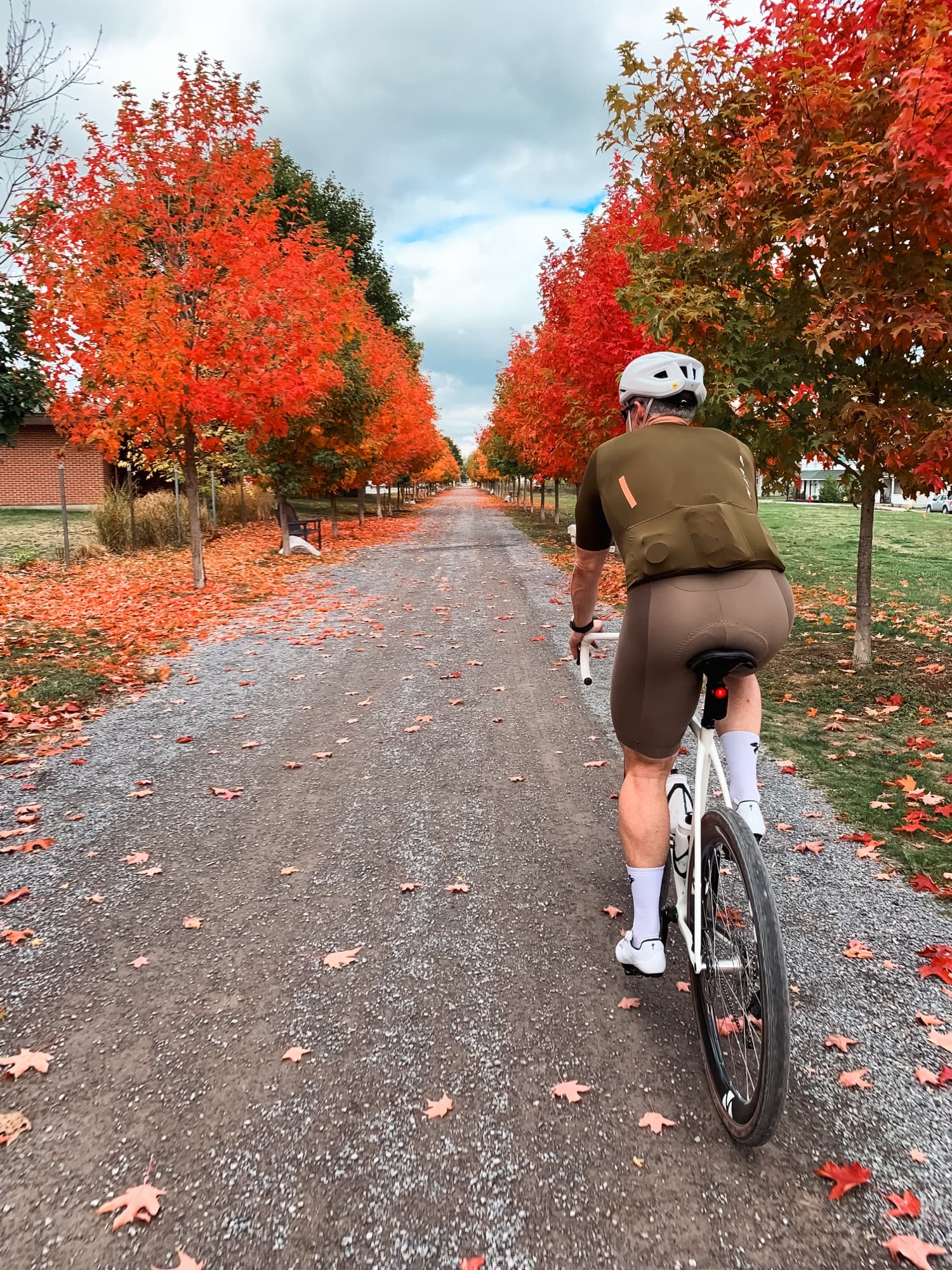 The rail trail under October maples