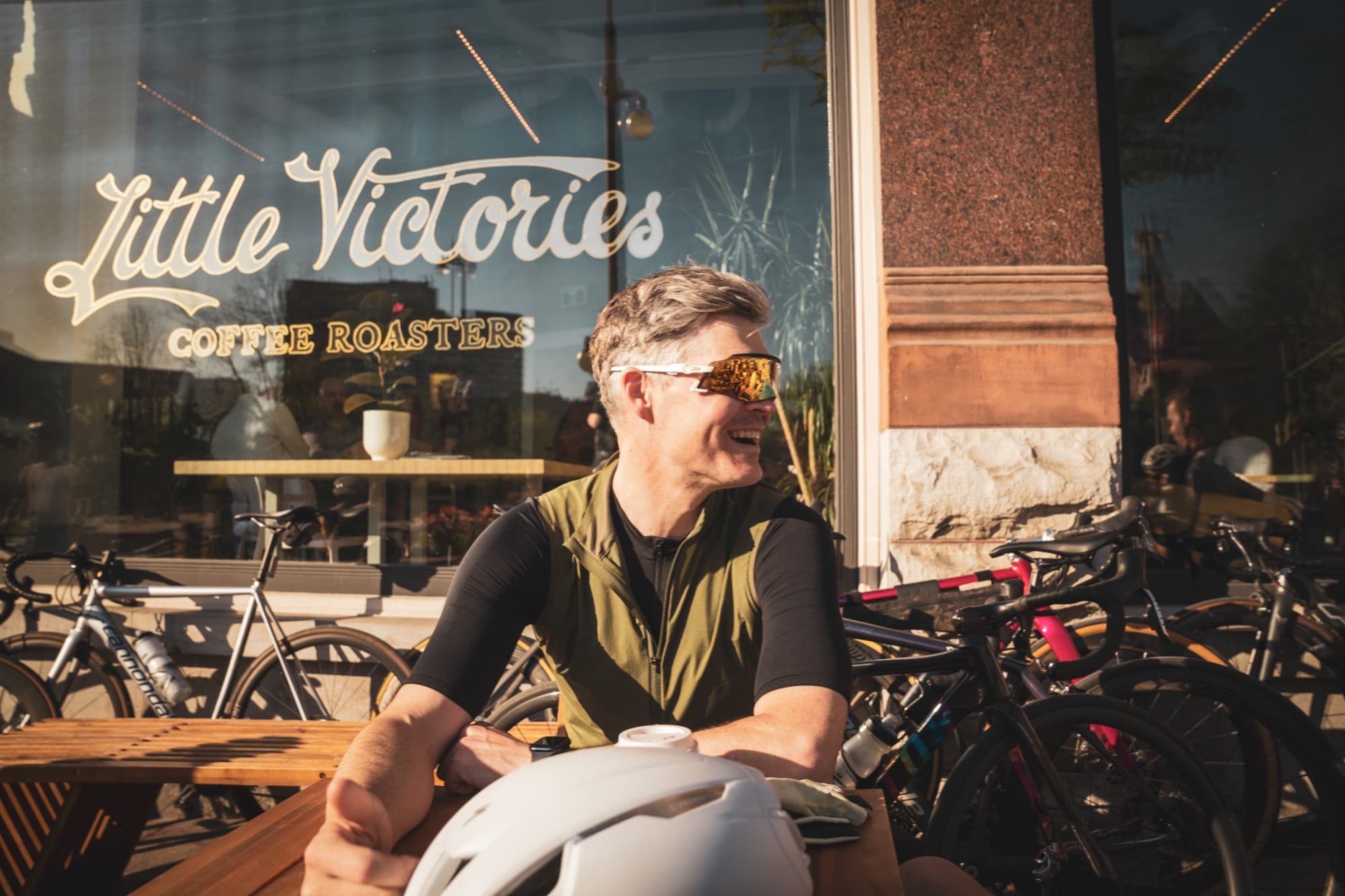 Coffee in the sun at Little Victories