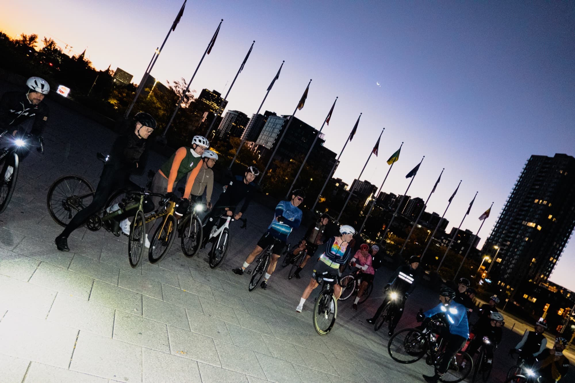Pre-dawn under the flags