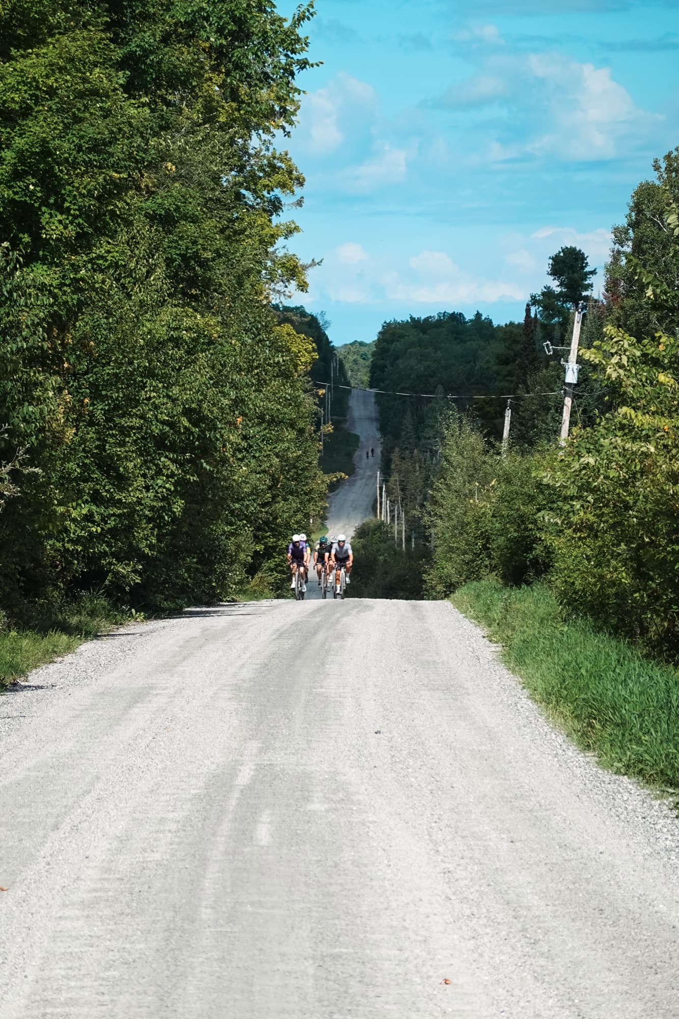 Chasing the group up the hill