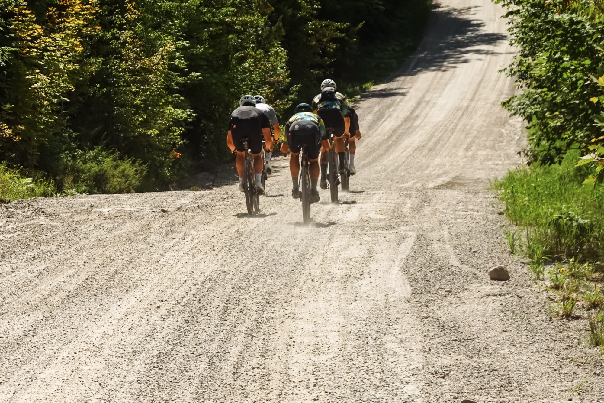 Climbing the gravel in a group