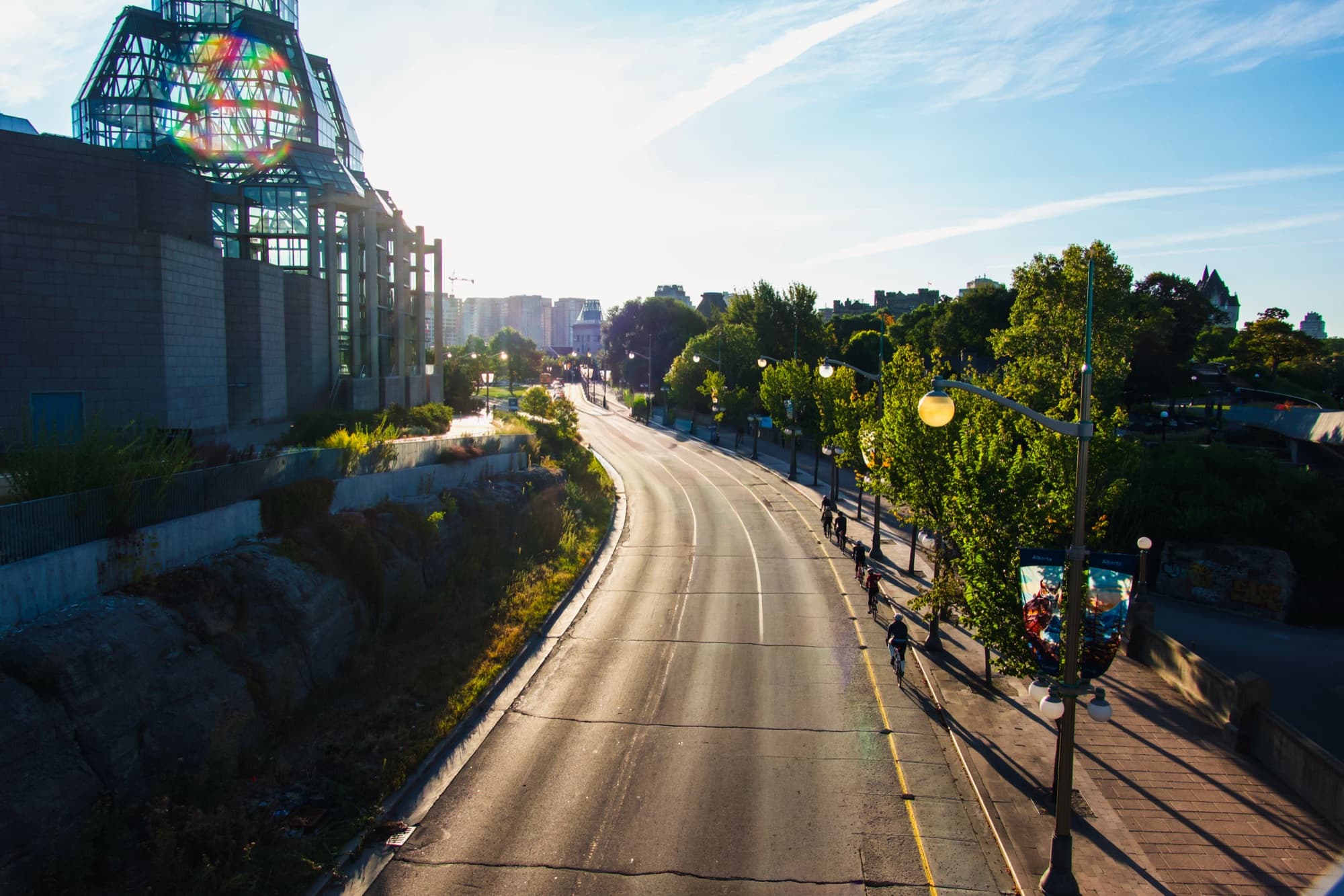 A quiet Sussex Drive past the National Gallery at sunrise