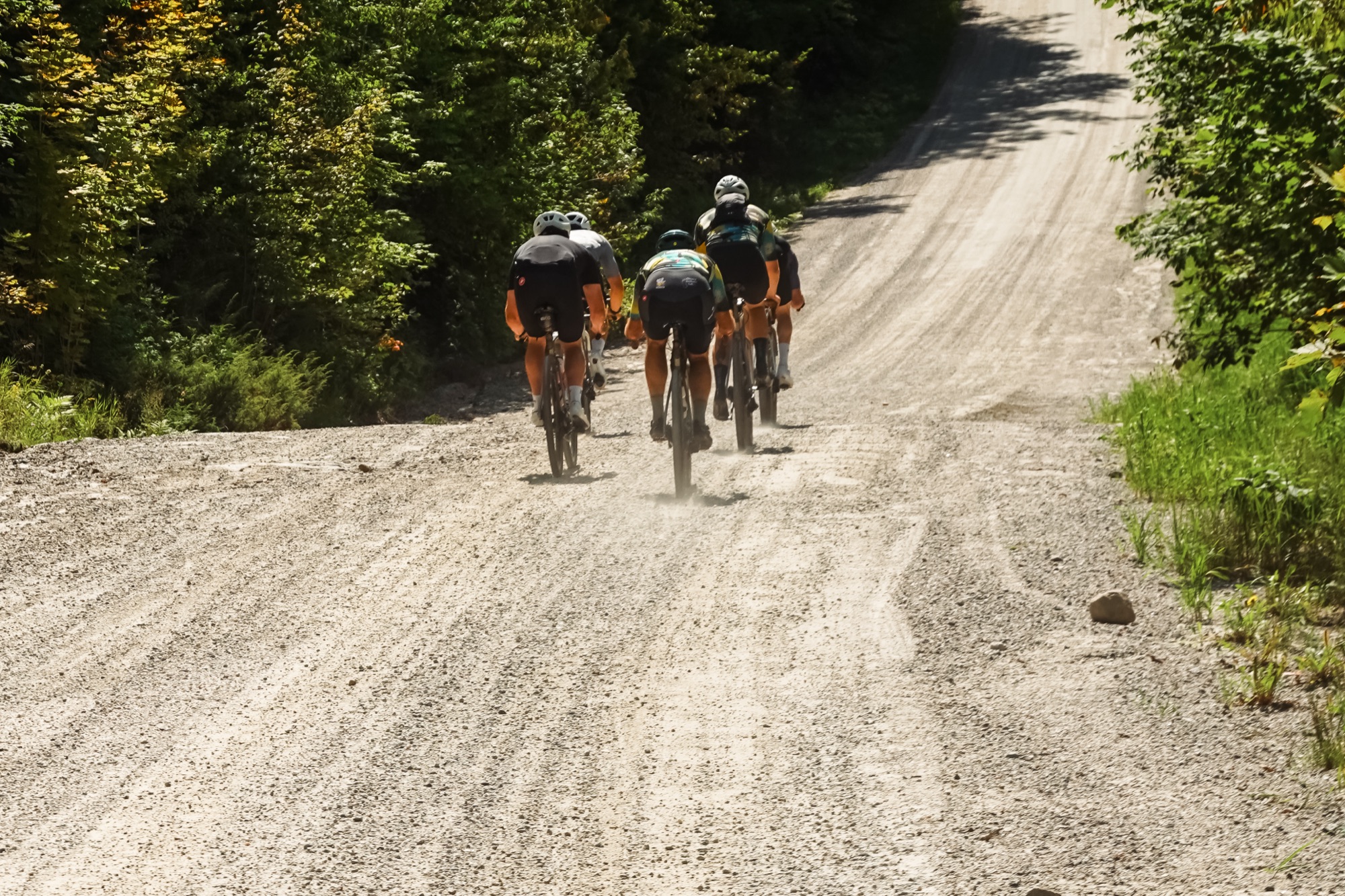 Climbing loose gravel in a group